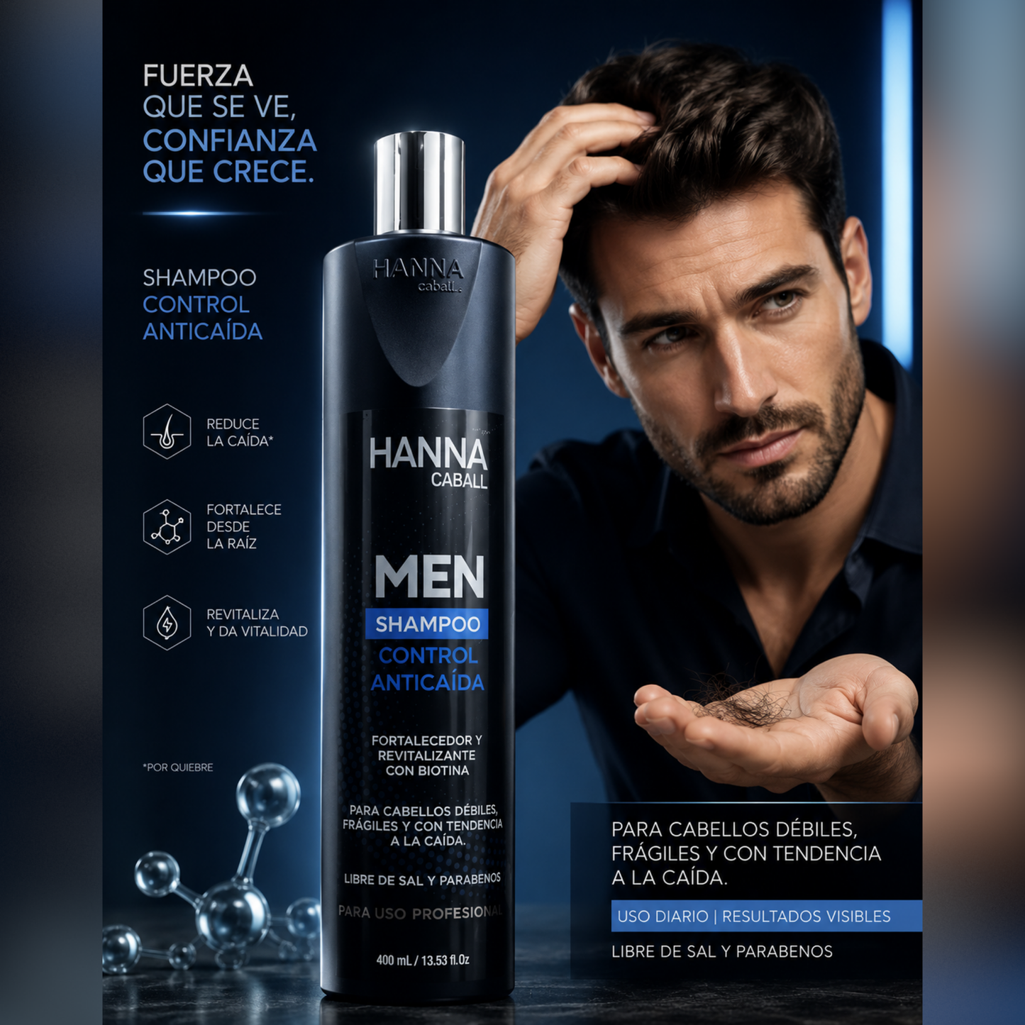 Shampoo MEN Control caída - Hanna Caball